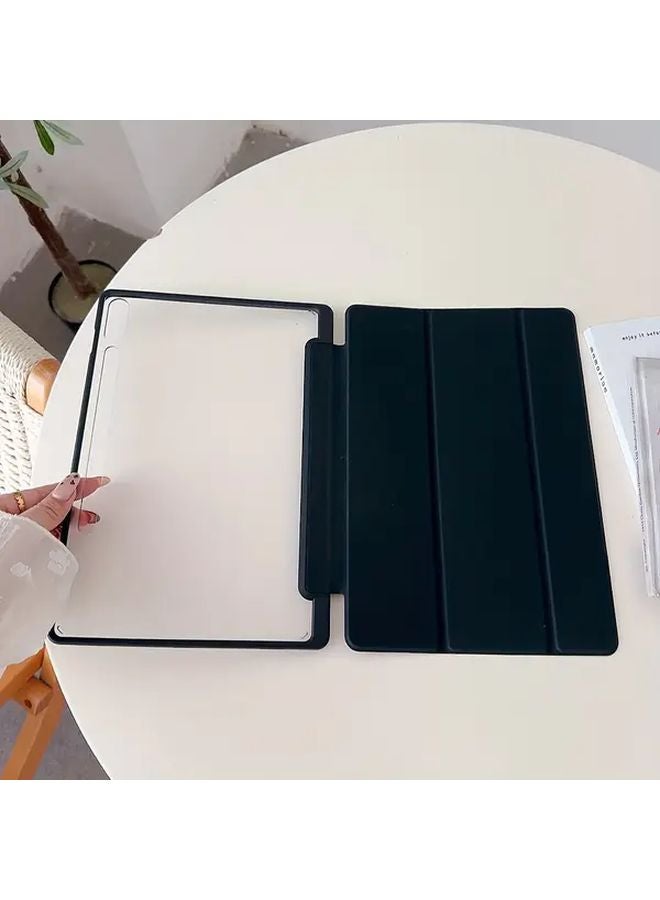 غلاف واقي لجهاز Galaxy Tab S10 Plus وS9 Plus مقاس 12.4 بوصة، أسود شفاف مع حامل ثلاثي الطيات - Image 1
